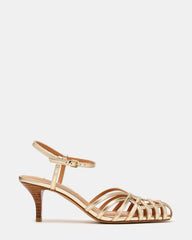 EDIN Champagne Fisherman Caged Strappy Women's Kitten Heel | Steve Madden