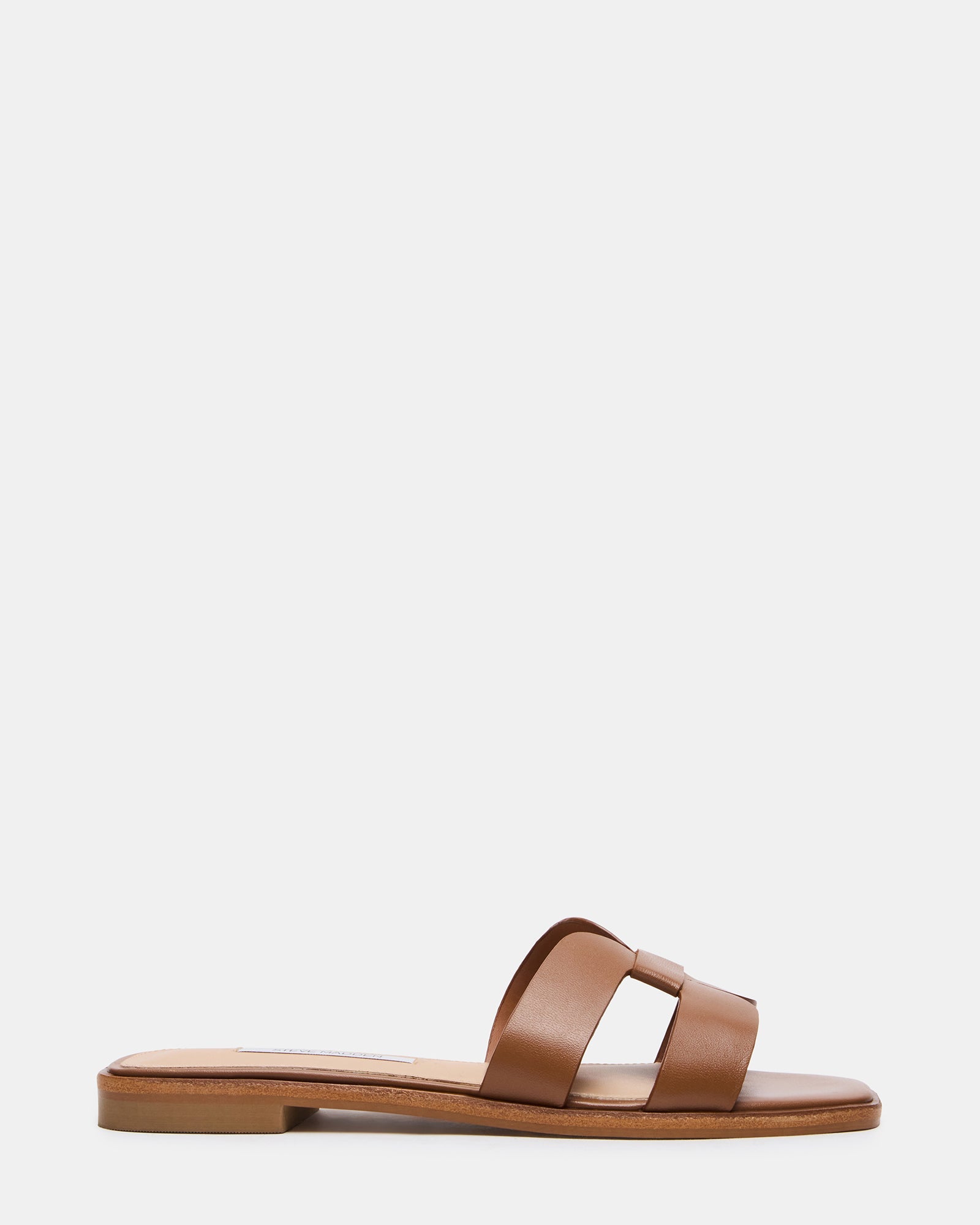 HADYN2.0 Cognac Leather Slide Square-Toe Mule Women's Sandal | Steve Madden