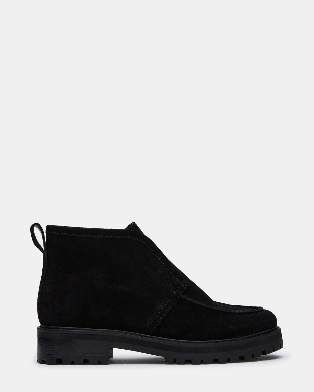 MALIK Black Suede Ankle Lug Women's Loafer | Steve Madden
