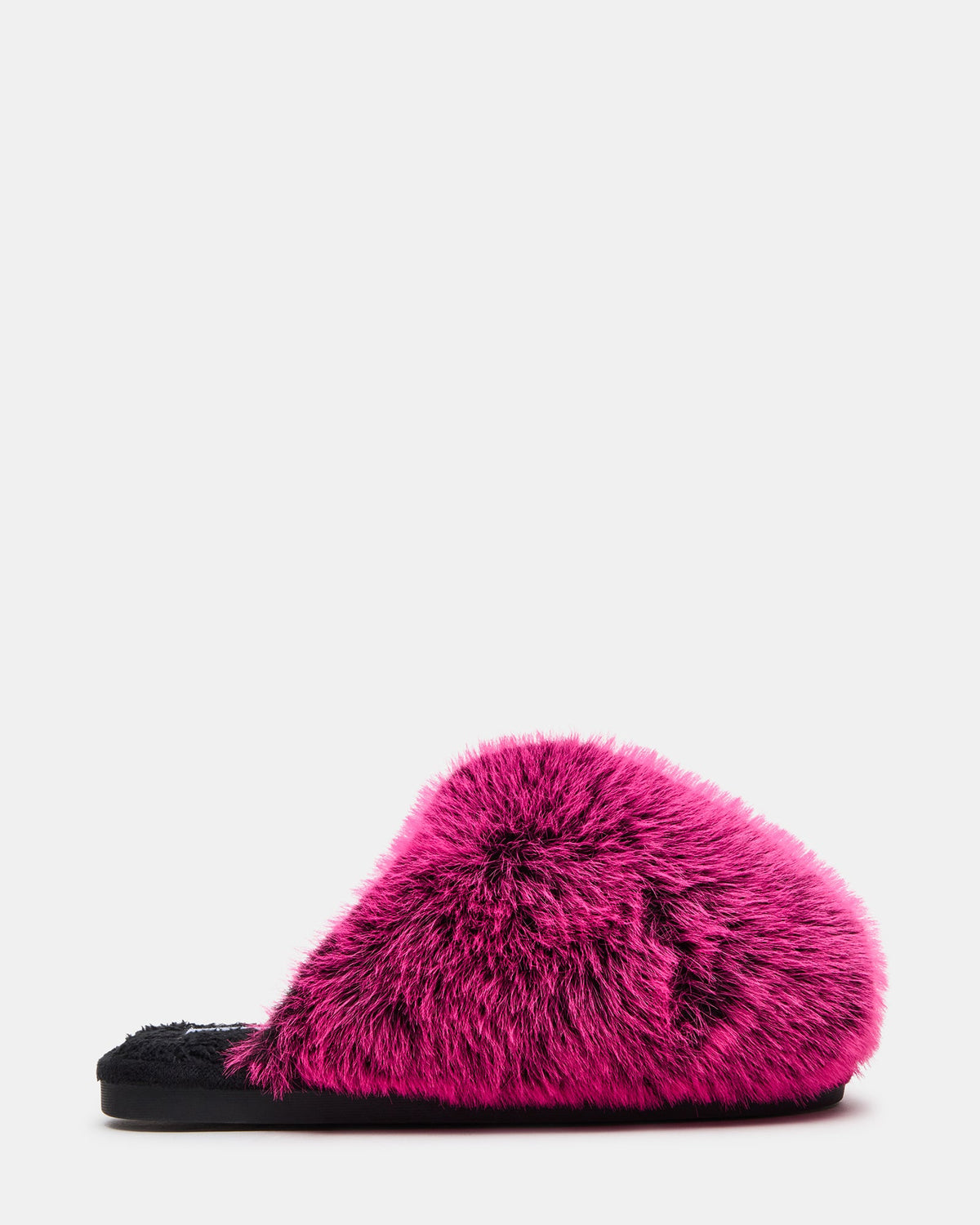 POOF Fushia Slip-On Faux Fur Mule Women's Flat | Steve Madden