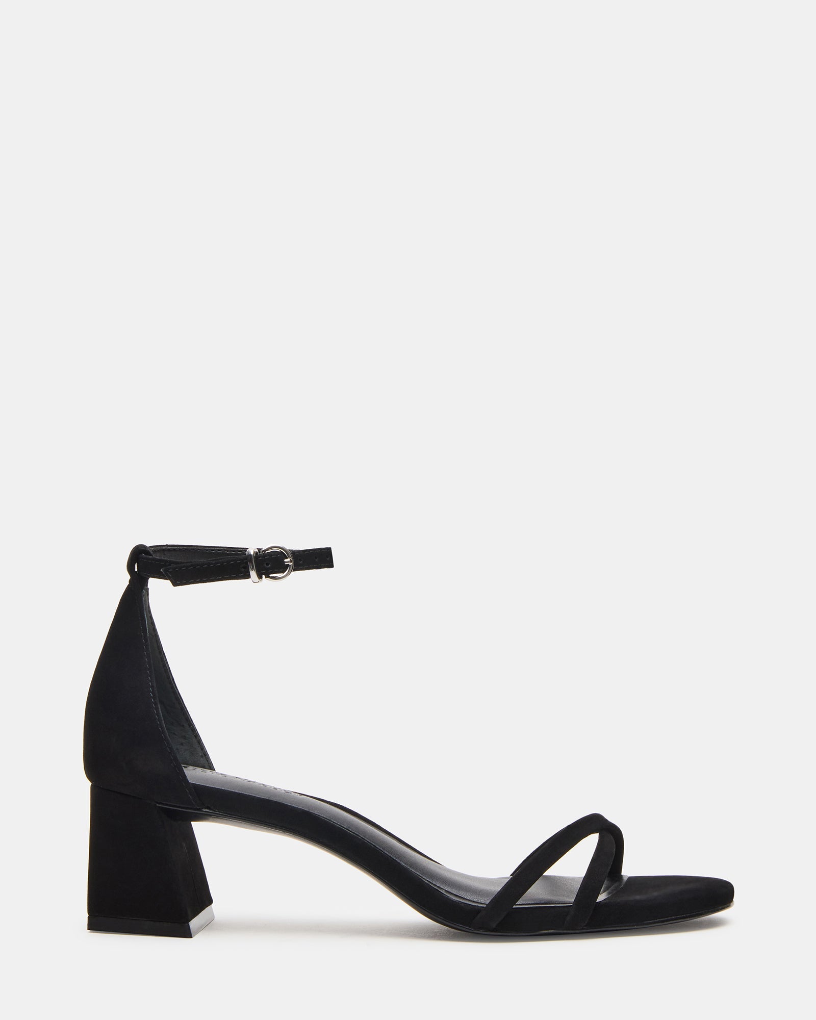 RAE Black Nubuck Strappy Block Heel Women's Sandal | Steve Madden