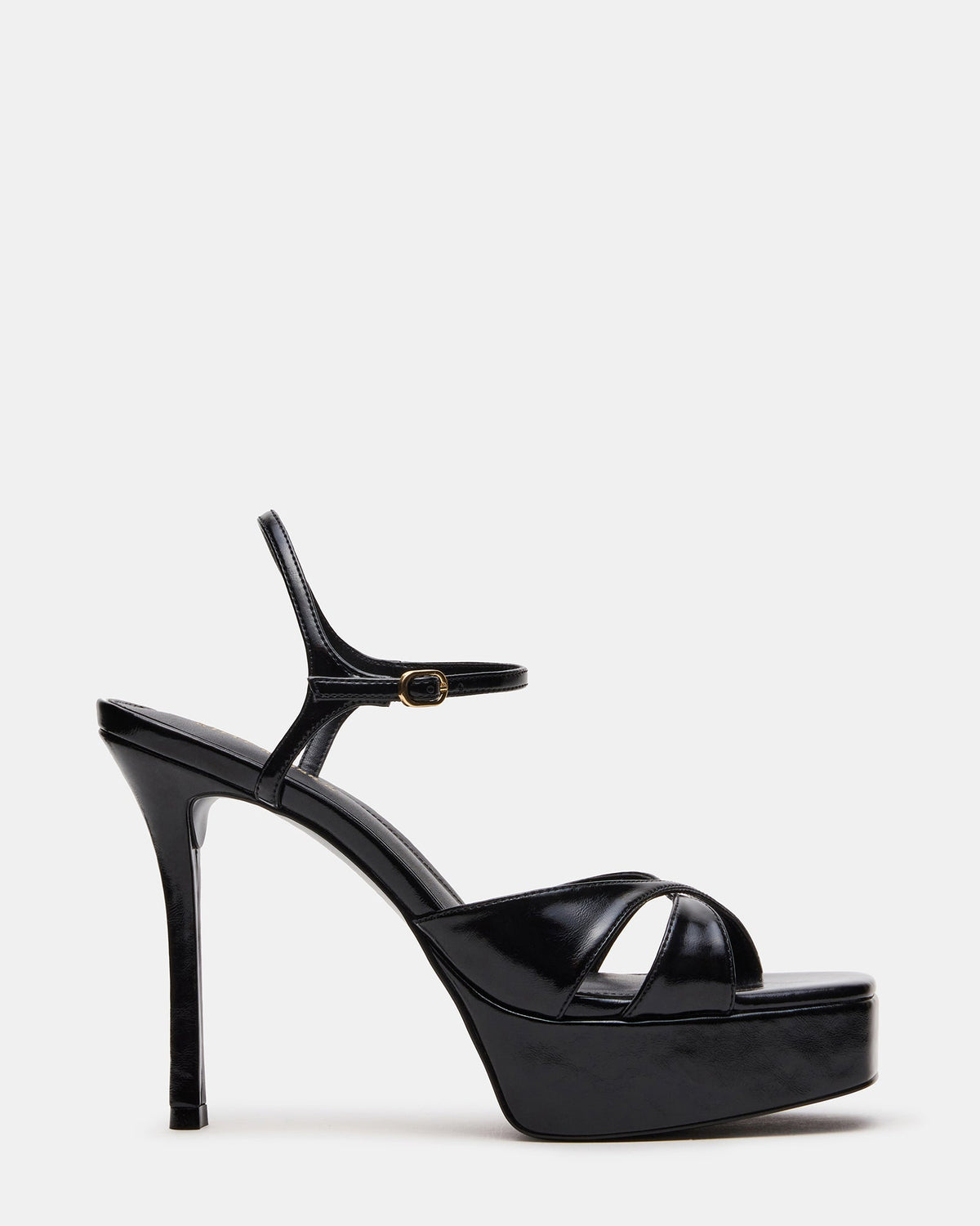 SCARLET Black Square-Toe Strappy Platform Women's Heel | Steve Madden